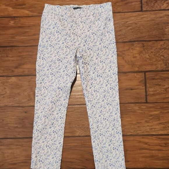 Mario Serrani Pants - Mario Serrani Blue and White Leggings Floral Design